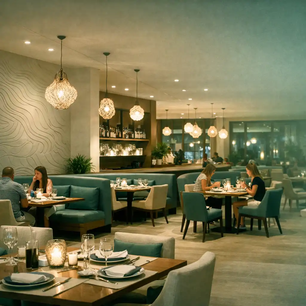 Contemporary restaurant dining area at Card Quay Barrier Reef